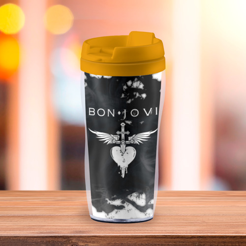 Термокружка-непроливайка Bon Jovi Бон Джови, цвет желтый - фото 3