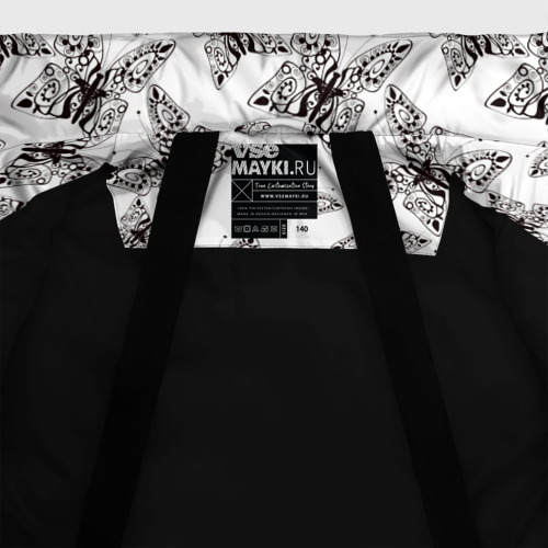 Зимняя куртка для мальчиков 3D Ажурные черный бабочки на белом фоне, цвет черный - фото 7