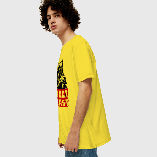 Мужская футболка хлопок Oversize Мужчина с ружьём, цвет желтый - фото 5