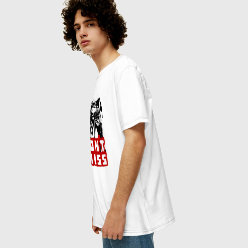 Мужская футболка хлопок Oversize Мужчина с пистолетом, цвет белый - фото 5