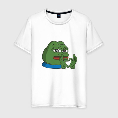 Мужская футболка из хлопка с принтом Pepe, pepe love, Пепе лов, вид спереди №1