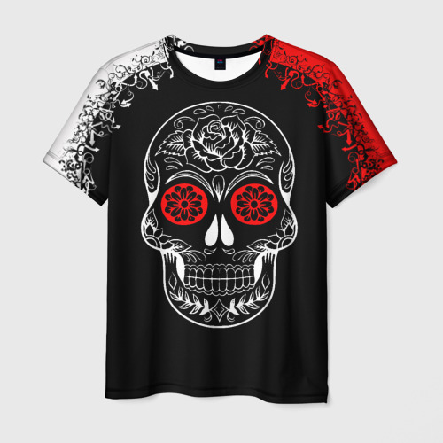 Мужская футболка 3D Red White Skull - Череп, цвет 3D печать