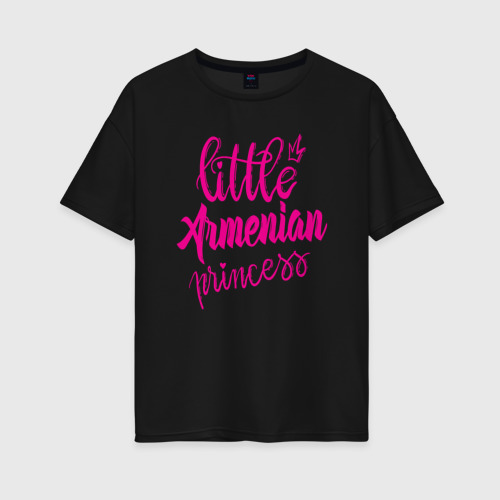 Женская футболка хлопок Oversize Армянская Принцесса, цвет черный