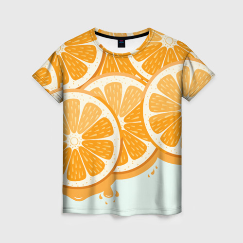 Женская футболка с принтом Апельсин orange, вид спереди №1
