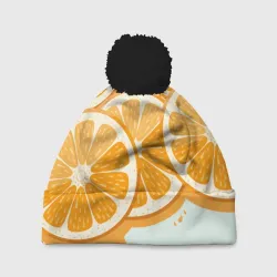 Шапка 3D c помпоном Апельсин orange