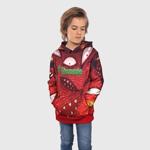 Детская толстовка 3D с принтом Terraria Wall of Flesh, фото на моделе #1