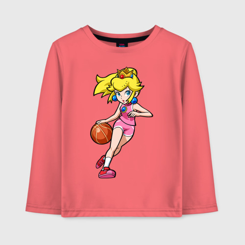 Детский лонгслив хлопок Peach Basketball, цвет коралловый