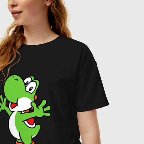 Женская футболка хлопок Oversize Yoshi, цвет черный - фото 3