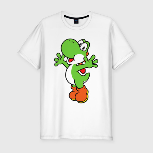 Мужская футболка приталенная из хлопка с принтом Yoshi, вид спереди №1
