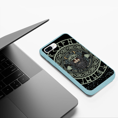 Чехол для iPhone 7Plus/8 Plus матовый Русич руны runes, цвет мятный - фото 5