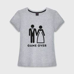 Женская футболка хлопок Slim Game over молодожены