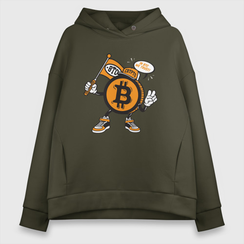 Женское худи Oversize хлопок Биткоин BTC, цвет хаки