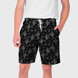 Мужские шорты 3D Черно белые кактусы