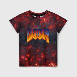 Детская футболка 3D Лого Doom на углях