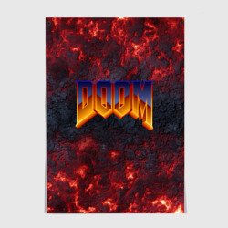 Постер Лого Doom на углях