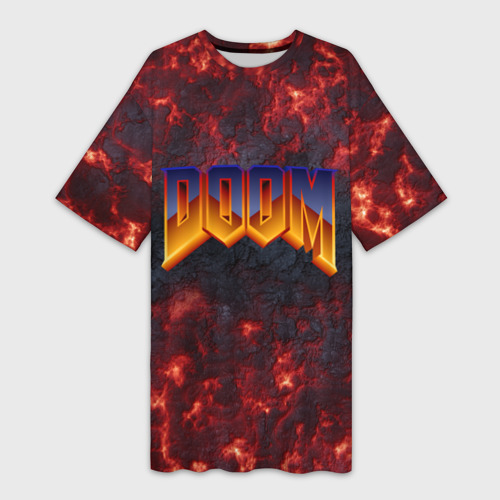 Платье-футболка 3D Лого Doom на углях, цвет 3D печать