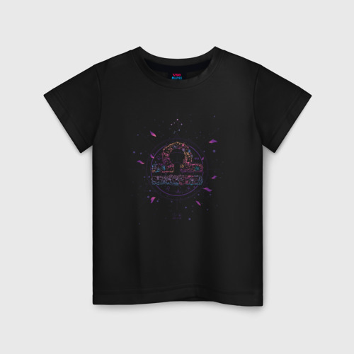 Детская футболка хлопок Floral Libra Весы из цветов, цвет черный