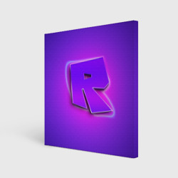 Холст квадратный Roblox neon logo Роблокс