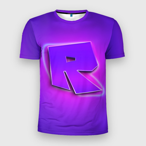 Мужская футболка 3D Slim Roblox neon logo Роблокс, цвет 3D печать