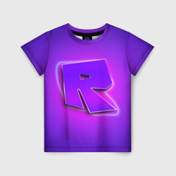 Детская футболка 3D Roblox neon logo Роблокс