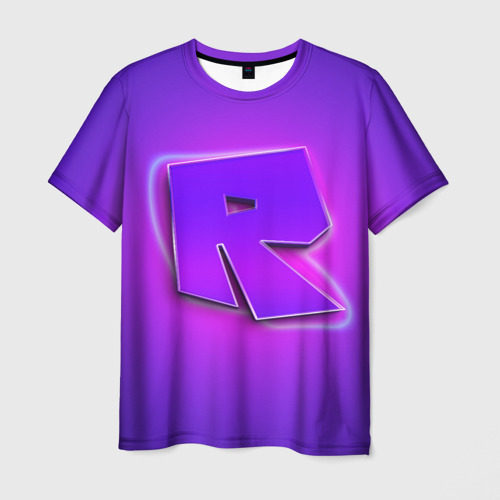 Мужская футболка 3D Roblox neon logo Роблокс, цвет 3D печать