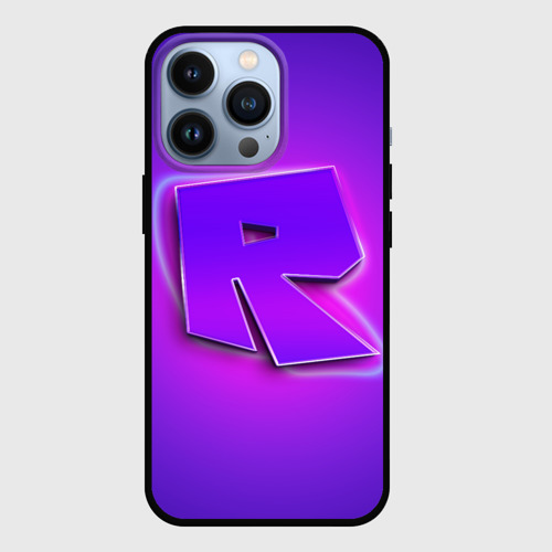 Чехол для iPhone 13 Pro Roblox neon logo Роблокс, цвет черный