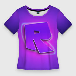 Женская футболка 3D Slim Roblox neon logo Роблокс