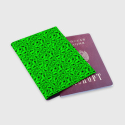 Обложка для паспорта матовая кожа Черепа на кислотно-зеленом фоне - фото 2