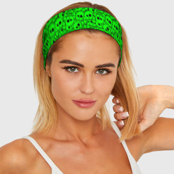 Повязка на голову 3D Черепа на кислотно-зеленом фоне - фото 2