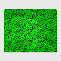 Плед 3D Черепа на кислотно-зеленом фоне