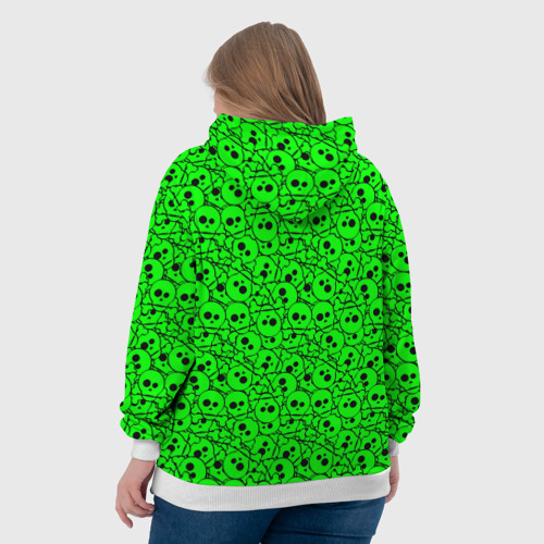 Женская толстовка 3D Черепа на кислотно-зеленом фоне, цвет 3D печать - фото 7