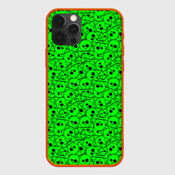 Чехол для iPhone 12 Pro Max Черепа на кислотно-зеленом фоне