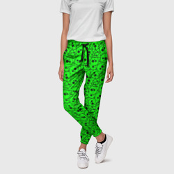 Женские брюки 3D Черепа на кислотно-зеленом фоне - фото 2