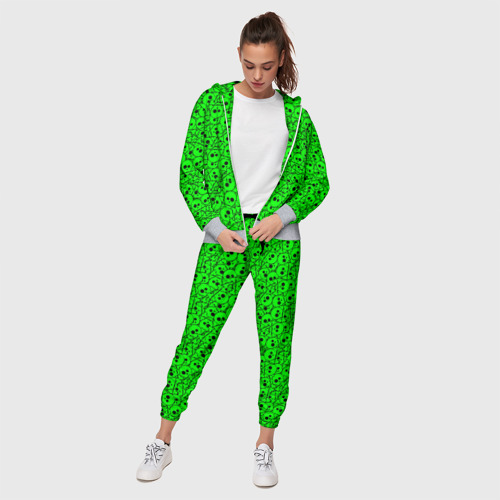 Женский костюм 3D Черепа на кислотно-зеленом фоне, цвет меланж - фото 3