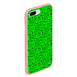 Чехол для iPhone 7Plus/8 Plus матовый Черепа на кислотно-зеленом фоне - фото 2