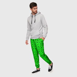 Мужские брюки 3D Черепа на кислотно-зеленом фоне - фото 2