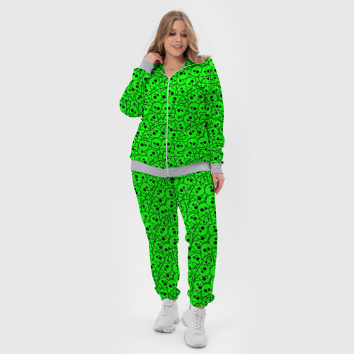 Женский костюм 3D Черепа на кислотно-зеленом фоне, цвет меланж - фото 5