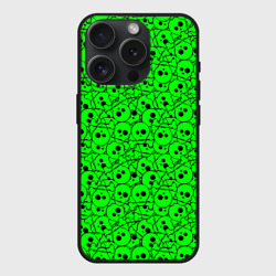 Чехол силиконовый для Apple iPhone 15 Pro матовый Черепа на кислотно-зеленом фоне