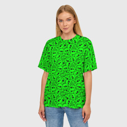 Женская футболка oversize 3D Черепа на кислотно-зеленом фоне - фото 2