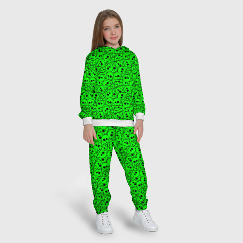 Детский костюм с толстовкой 3D Черепа на кислотно-зеленом фоне - фото 5