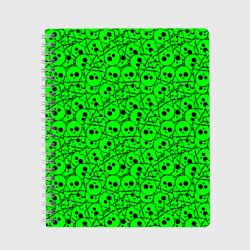 Тетрадь Черепа на кислотно-зеленом фоне