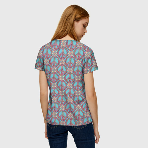 Женская футболка 3D с принтом Символы хиппи, вид сзади #2