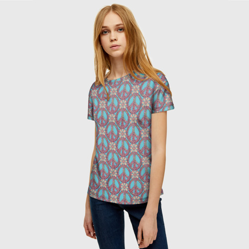 Женская футболка 3D с принтом Символы хиппи, фото на моделе #1