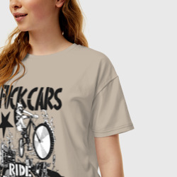 Женская футболка хлопок Oversize Fuck cars - фото 2