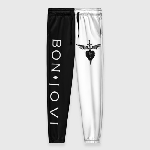 Женские брюки 3D Bon Jovi black white, цвет 3D печать