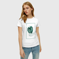 Женская футболка хлопок Листья монстеры - фото 2
