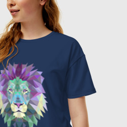 Женская футболка хлопок Oversize Голова льва - фото 2