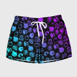 Женские шорты 3D 7 смертных грехов неон эмблемы