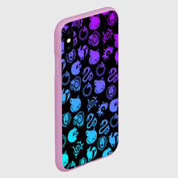 Чехол для iPhone XS Max матовый 7 смертных грехов неон эмблемы - фото 2