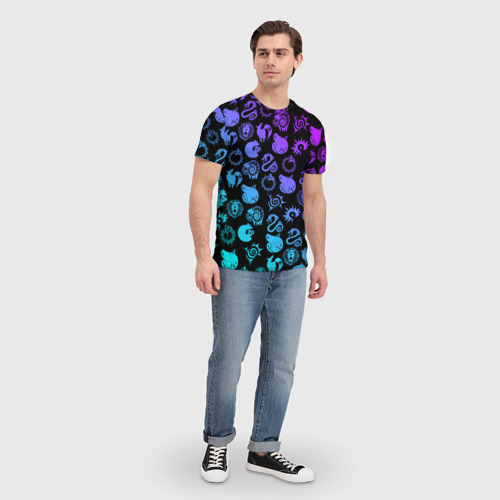 Мужская футболка 3D 7 смертных грехов неон эмблемы, цвет 3D печать - фото 5
